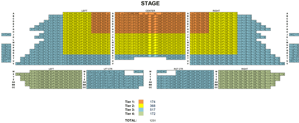 Concert Hall Seating (1231 Seats)
